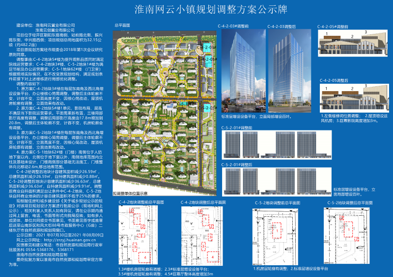 淮南网云小镇规划调整方案公示牌